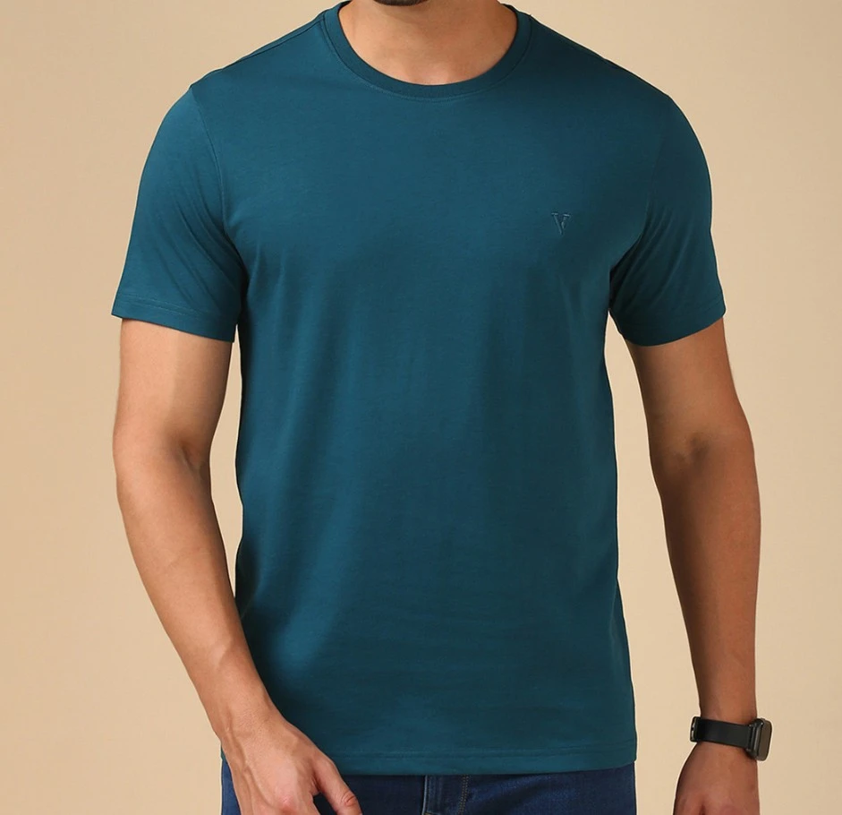Van Heusen Men Cotton Crew Neck Regular Fit Short Sleeves Soft Breathable Lounge Tshirt